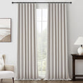 Qjmydeco Pleat Linen Blend Room Darkening Extra Long Curtains 120 Inch Length 2 Panels Set for Living Room, Natural Melange Grey for Bedroo…