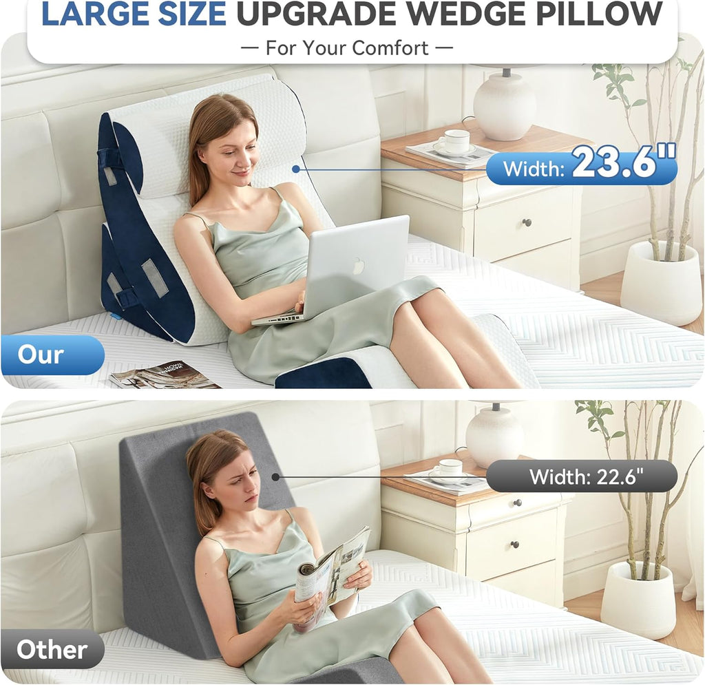 Bdeus 4PCS Bed Wedge Pillow Post Surgery, Orthopedic Sleeping Wedge Pillow Set for Back, Neck and Leg, Acid Reflux, GERD, Memory Foam Supp…