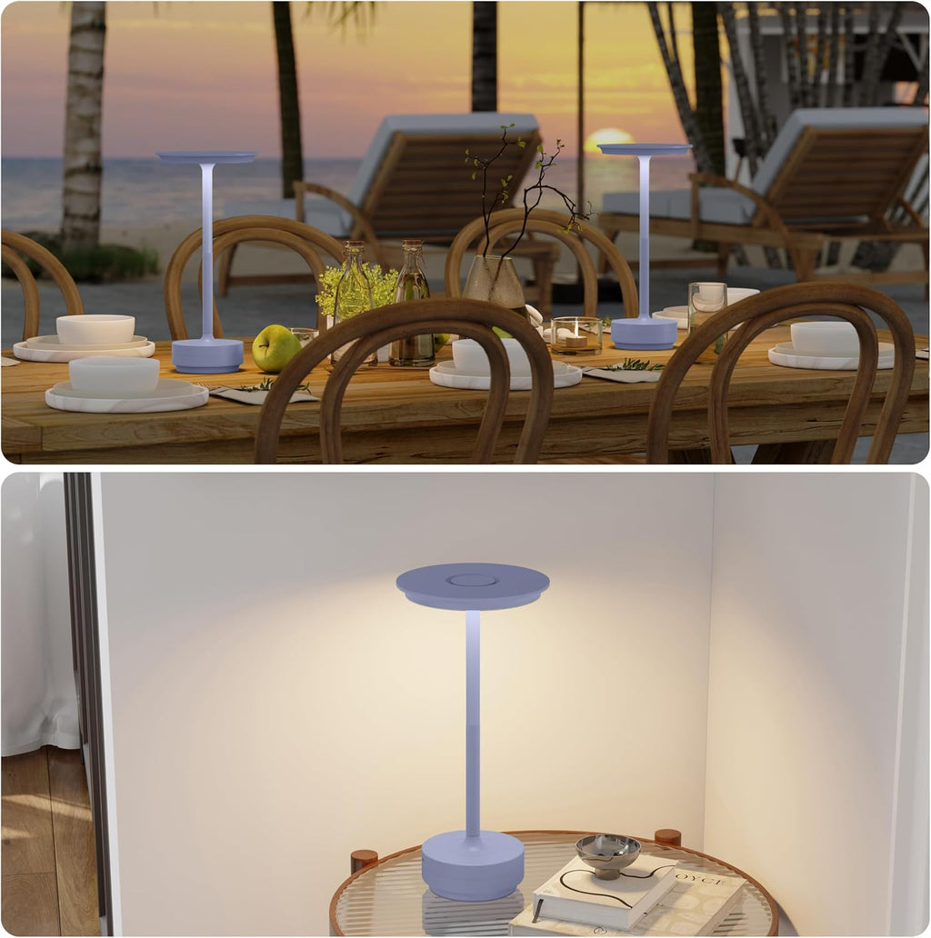 TBBGA 2 Pack Rechargeable Cordless Table Lamps, Portable 5000mAh Outdoor Table Light, 3 Color Stepless Dimming LED Table Lamp with Memory…
