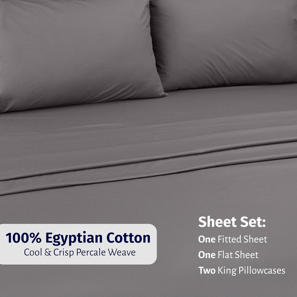 CaliforniaDesignDen California Design Den California King Sheets Set - Certified 100% Egyptian Cotton, Lightweight Percale Sheet Set with D…