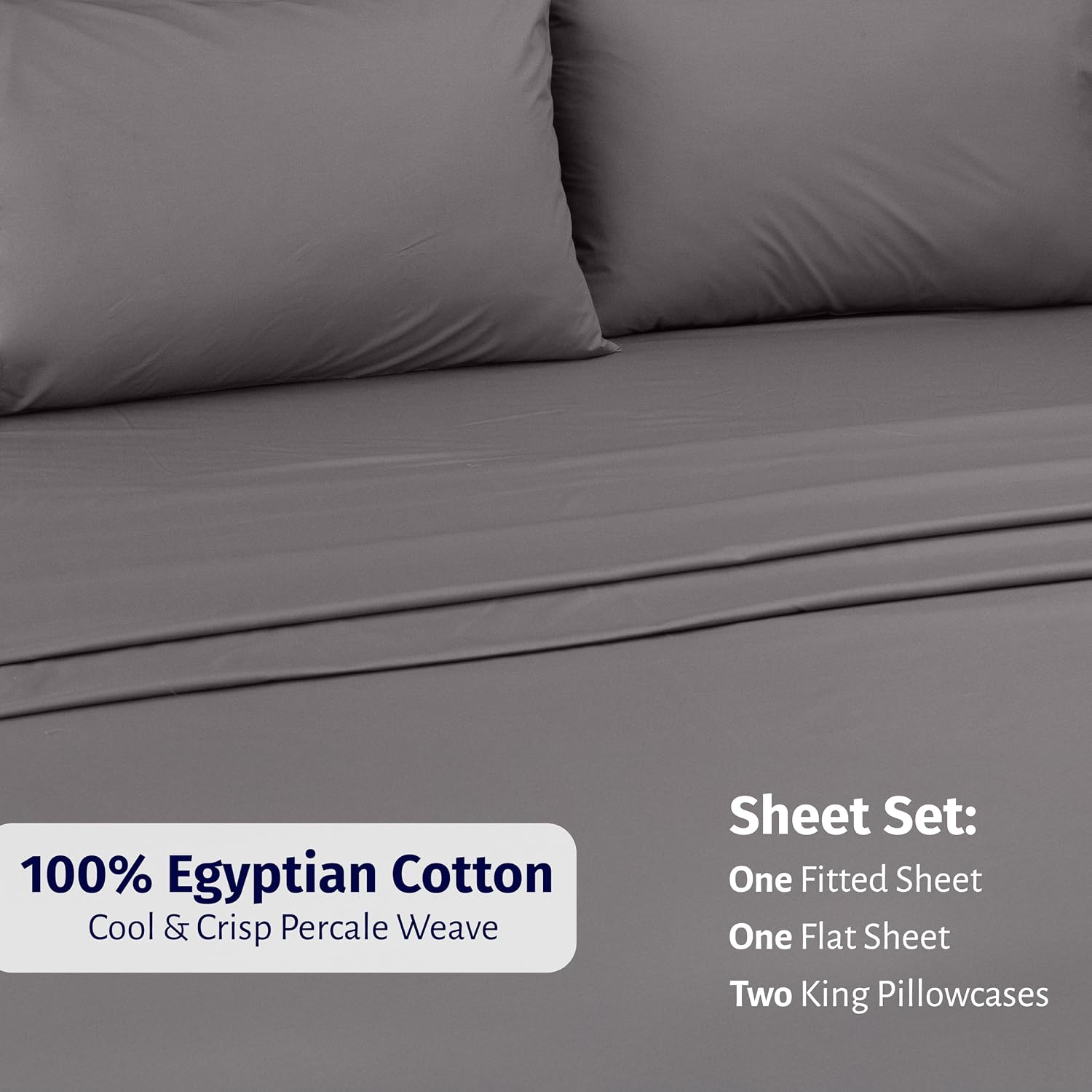 CaliforniaDesignDen California Design Den California King Sheets Set - Certified 100% Egyptian Cotton, Lightweight Percale Sheet Set with D…