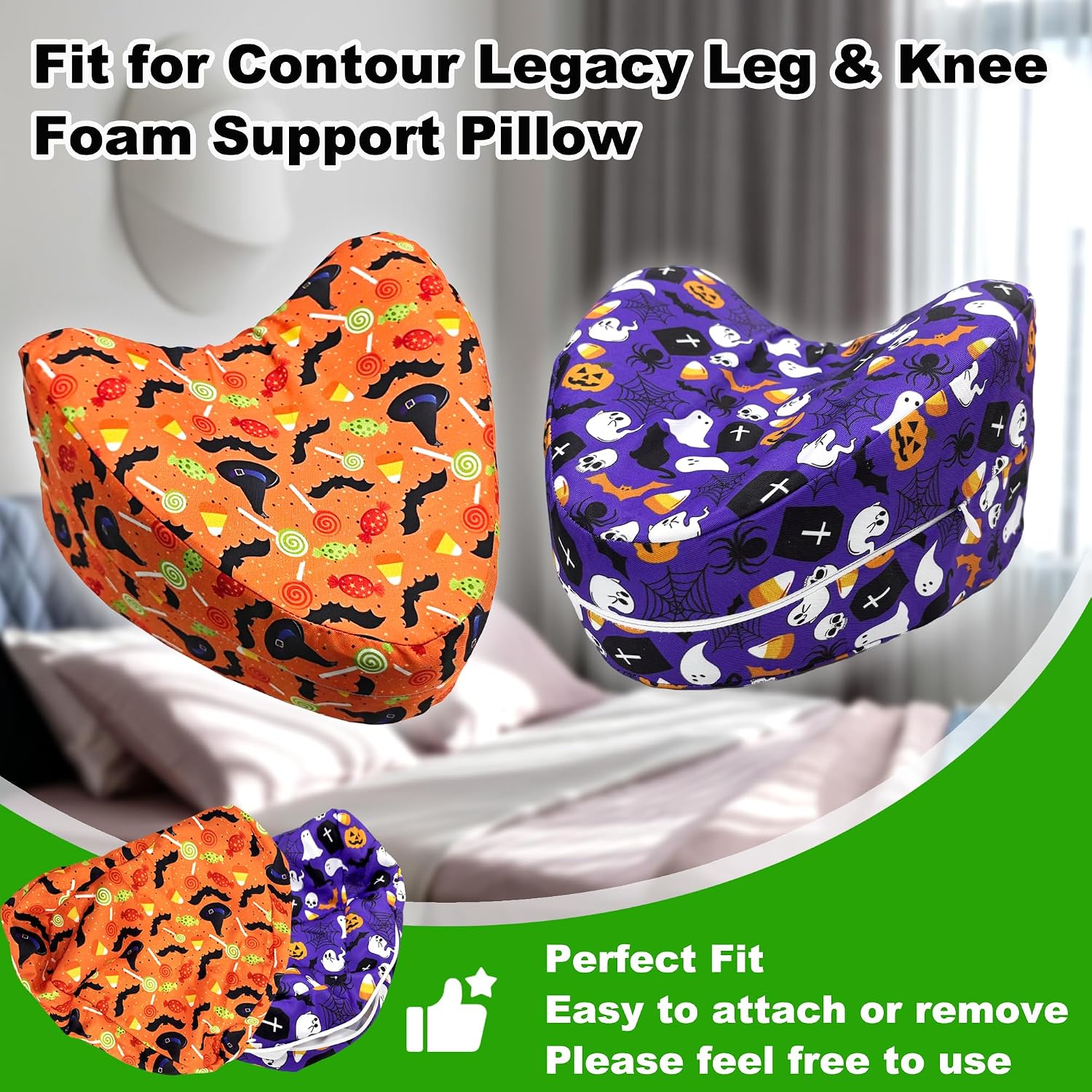 Knee Pillowcase Compatible with Contour Legacy Knee Pillow, Invisible Zippered & Anti-Pilling, Soft Halloween Christmas Gothic Decor…