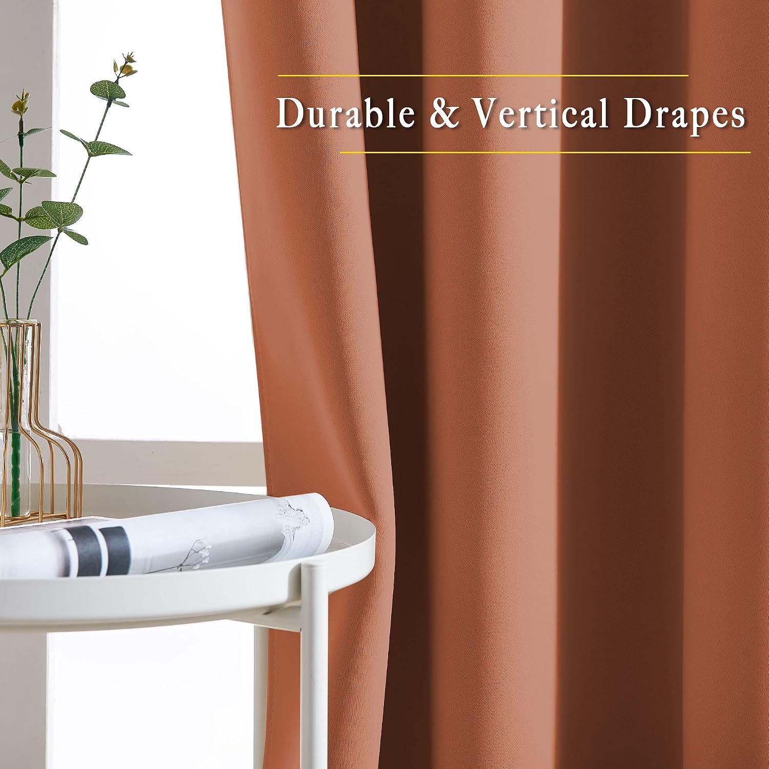 Nicetown Blackout Burnt Orange Curtains 84 inches Long - Grommet Top Room Darkening Thermal Curtains Sound Blocking Window Treatments for B…