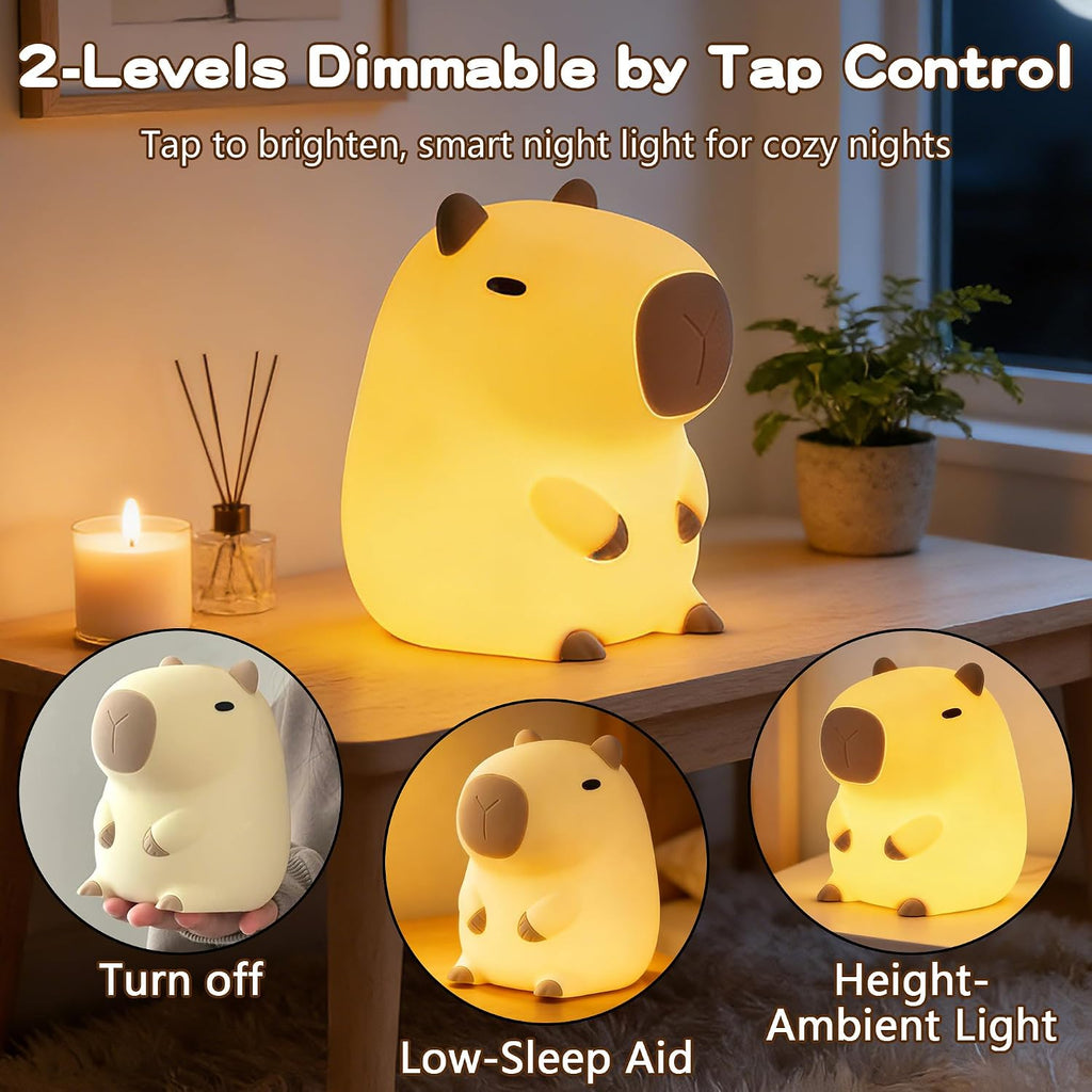 FAMIDUO-BrightenYourLife FAMIDUO Capybara Night Light for Kids, Safe Squishy Silicone Nursery Light with Timer, Dimmable & Rechargeable Touch…