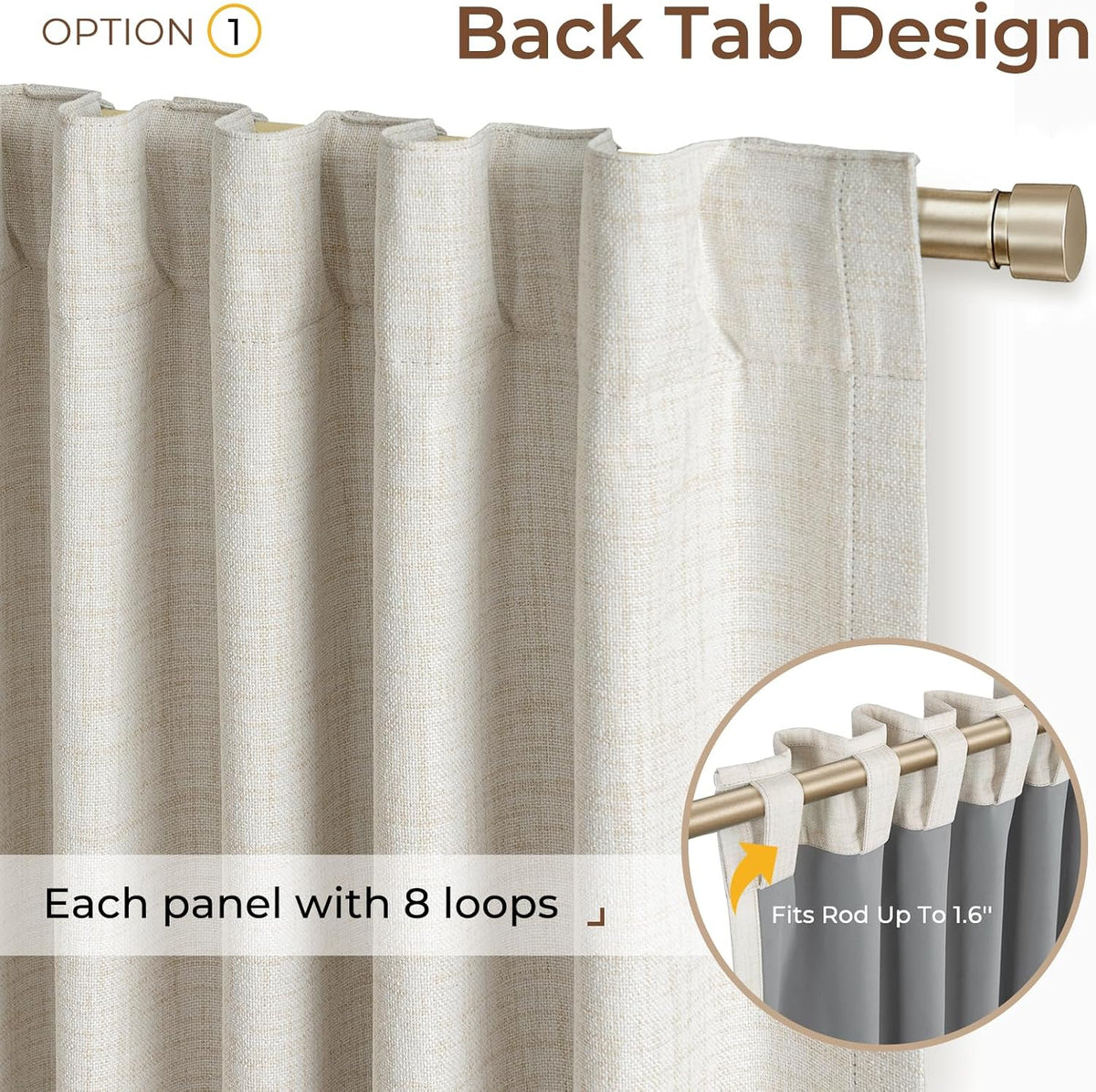 Inovaday 100% Blackout Curtains 84 Inches Length 2 Panels Set, Back Tab/Rod Pocket Linen Black Out Curtains for Bedroom, Thermal Insulated…