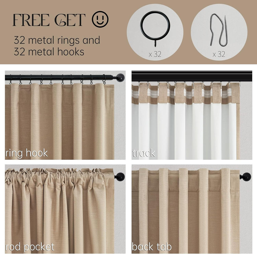 Topfinel Blackout Curtains 92 Inch Long for Bedroom Living Room Linen Textured Farmhouse Room Darkening/Thermal/Noise Reduction Window Trea…