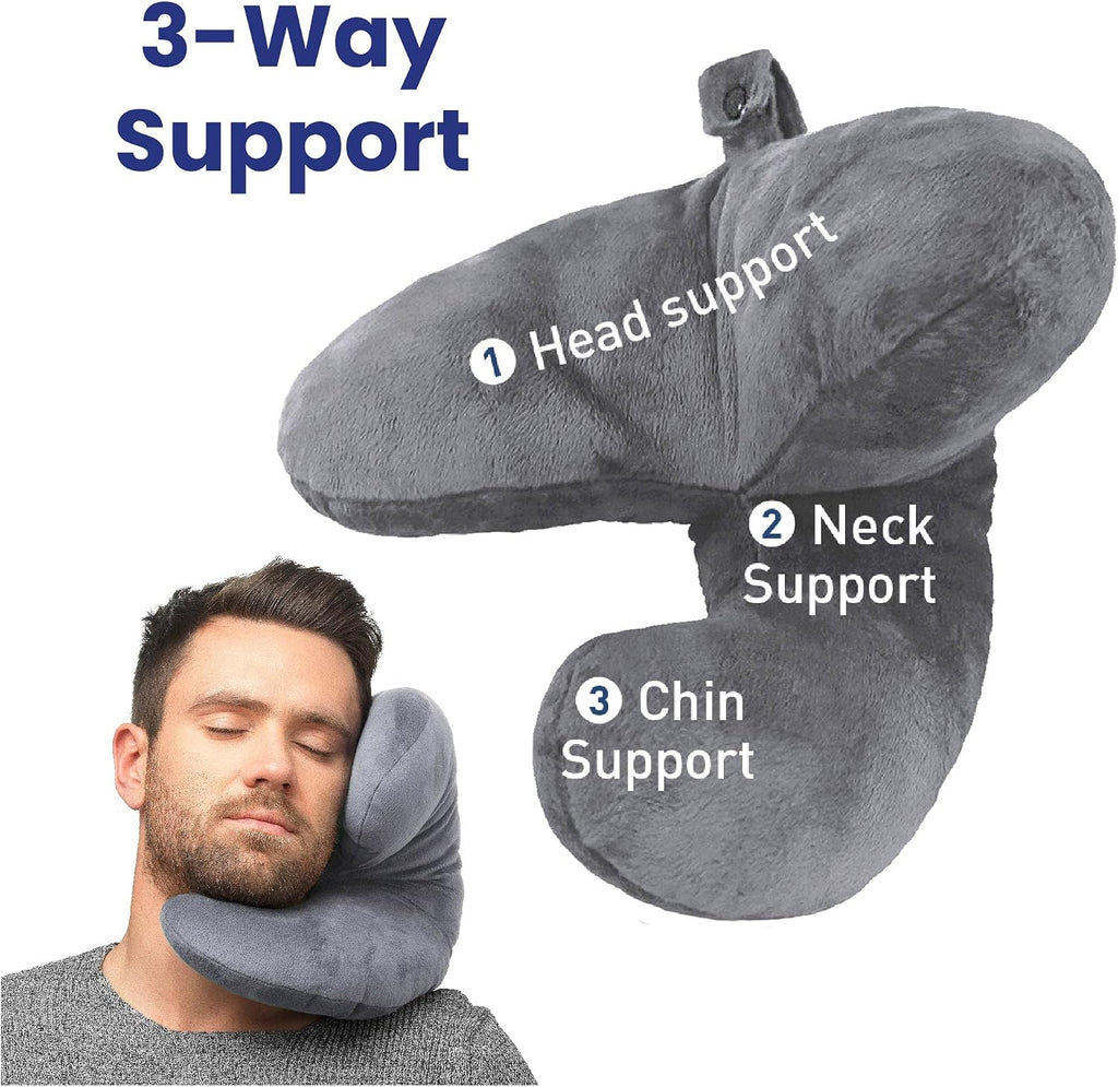 J-Pillow Jensens Inventions Award Winning Home & Travel Pillow - Patented Chin Support - Sleep Anywhere. (Silver Gray) Silver