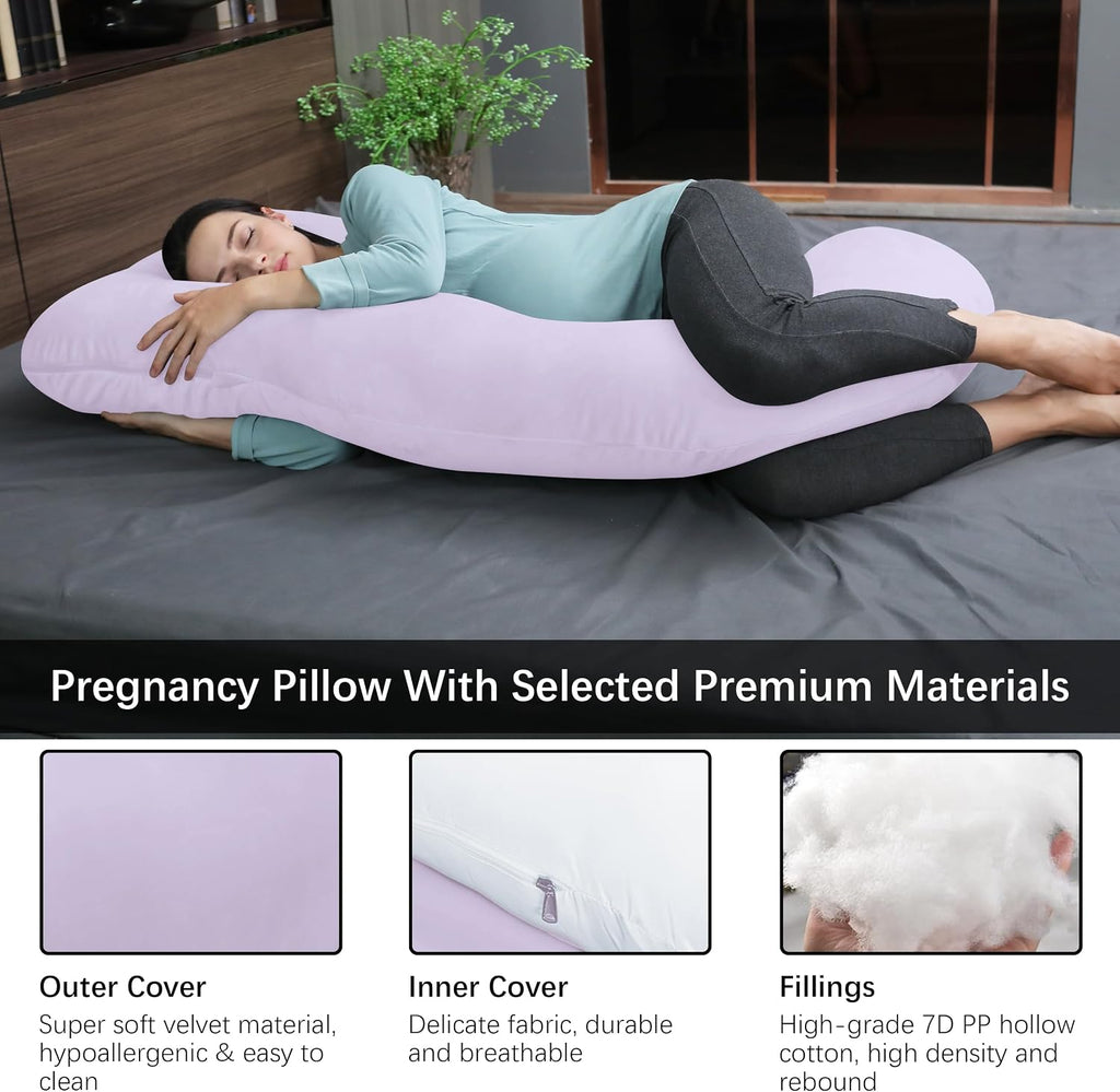 Moonpark MOON PARK Pregnancy Pillows for Sleeping - U Shaped Full Body Maternity Pillow with Removable Cover - Support for Back, Legs, Bell…