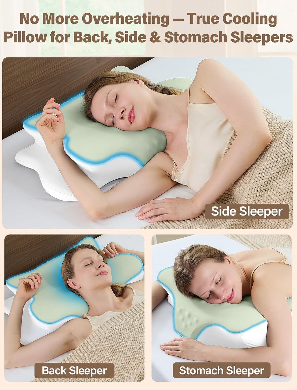 Vjasd Cervical Neck Pillow for – Ergonomic Memory Foam Pillow for Side Sleeper Contour Orthopedic Bed Pillow for Neck Support with Cooling…