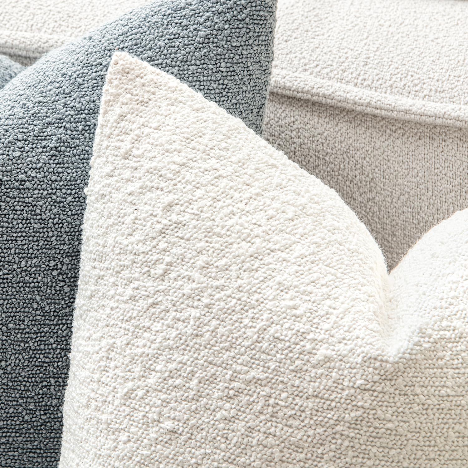 Miulee 16x16 Inch Decorative Pillow Covers for Couch Bed Set of 2 Textured Boucle Neutral Throw Pillow Covers Cream White Accent Solid Pill…
