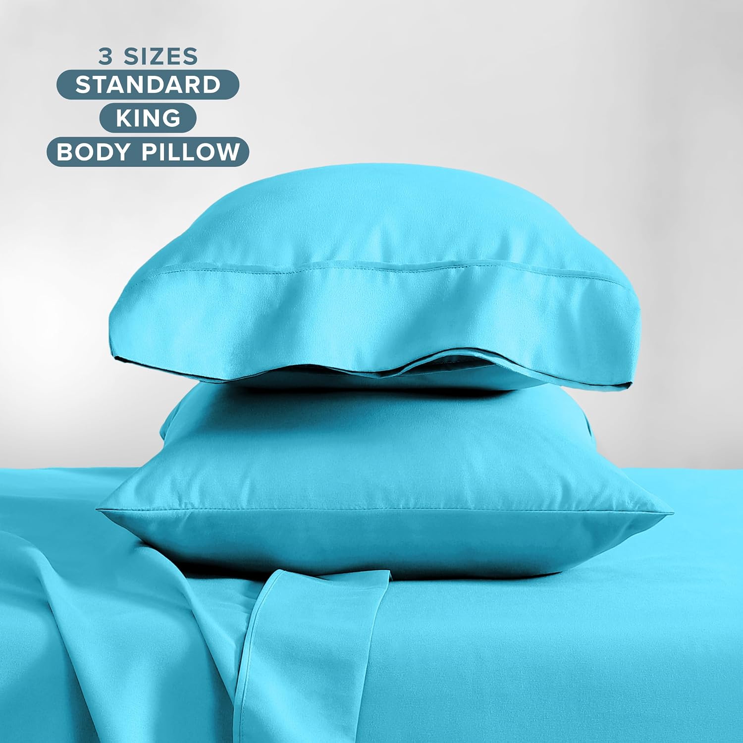 BareHome Bare Home Microfiber Pillow Cases - Standard/Queen Size Set of 2 - Cooling Pillowcases - Double Brushed - Aqua Pillowcases 2 Pack…