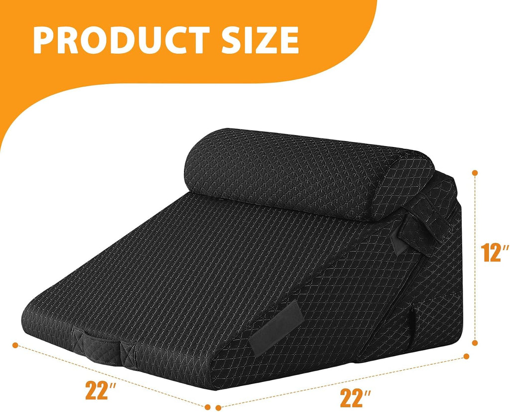Ruqmuis 3PCS Wedge Pillow Set for After Surgery, Adjustable 9&12 Inch Bed Wedge Pillow for Sleeping, Incline Pillow Wedge for Headboard, Po…