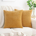 Hwy50 HWY 50 Gold Couch Pillow Covers 20x20 Inch Pack of 2, Soft Chenille Decorative Throw Pillow Cases Farmhouse for Sofa Living Room Bed…