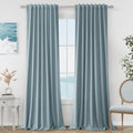 Guken Blue 100% Blackout Linen Curtains 102 Inch Length 2 Panels Set for Living Room Bedroom Back Tab Rod Pocket Thermal Insulated Black Ou…