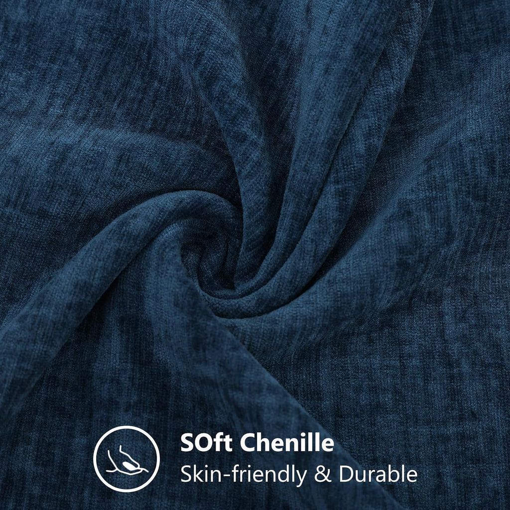 decorUhome Chenille Navy Blue Summer Throw Pillow Covers 12x20 Inch Set of 2, Decorative Soft Couch Pillow Covers Solid Dyed Accent Farmhou…