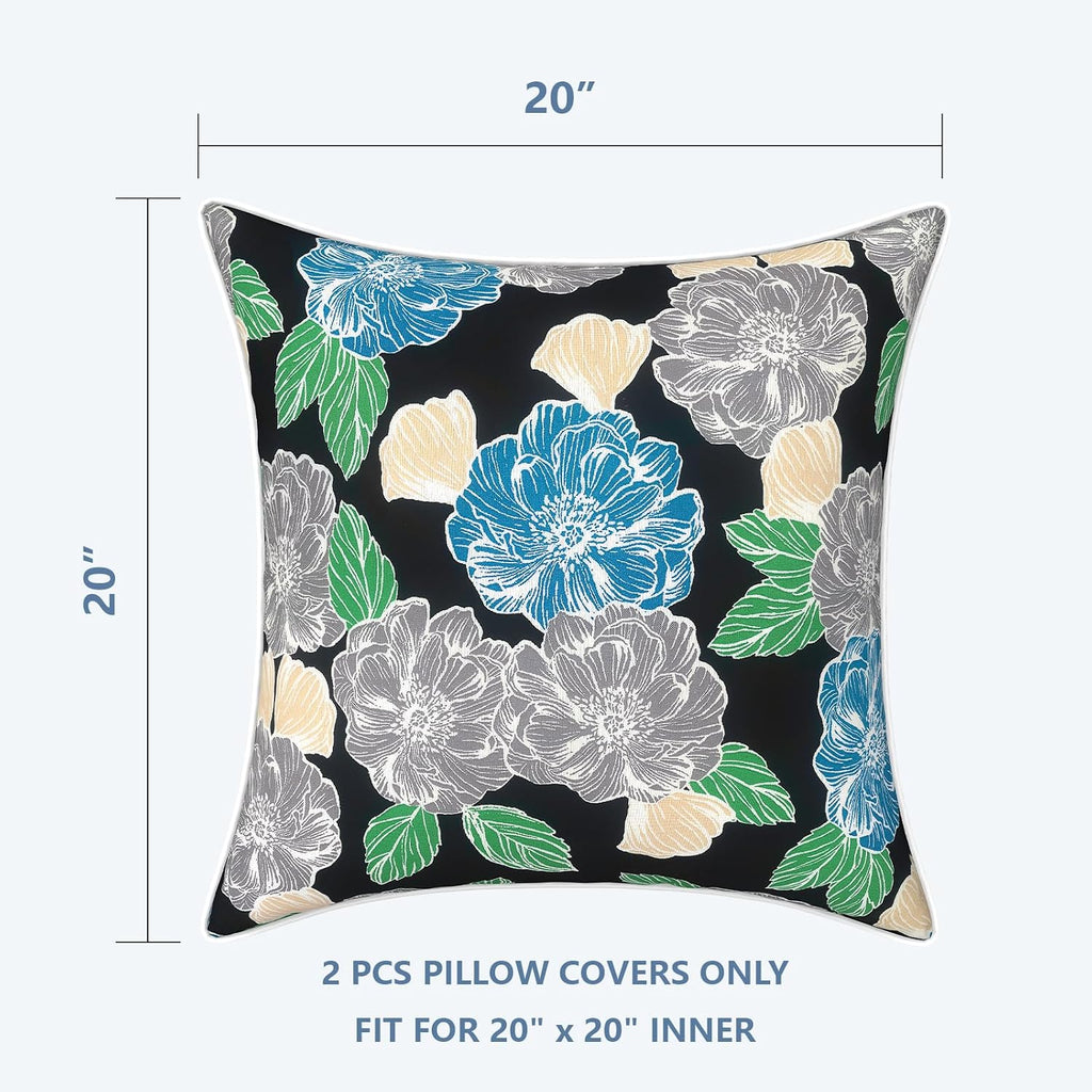 LVTXIII Outdoor/Indoor Pillow Covers, Patio Fade Resistant Throw Pillow Covers ONLY, Waterproof Farmhouse Accent Cushion Cases for Sofa…