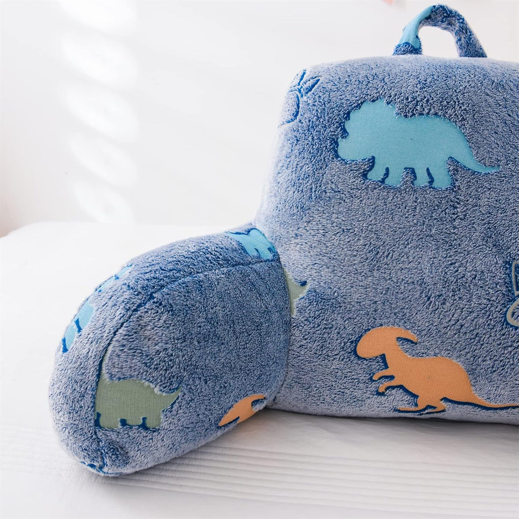 Aimuan Reading Pillow Glow in The Dark Bed Rest Wedge kids Glow Backrest Pillow Dinosaur Print with Arms Back Support for Sitting Up in…