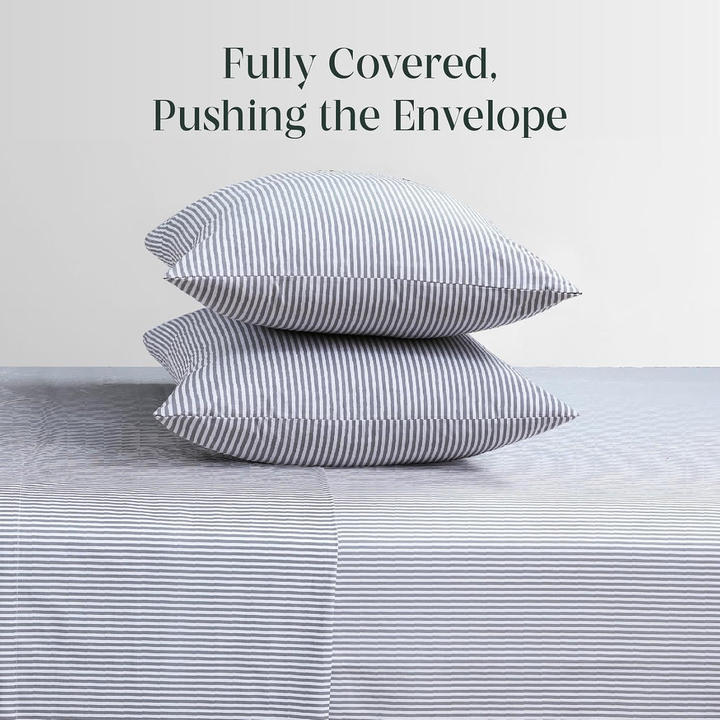 FEATHER & STITCH NEW YORK 100% Cotton 2 Piece King Pillow Cases, 300TC Ultra-Soft Pillowcases with Envelope Closure, Wrinkle- Fade- Stain…