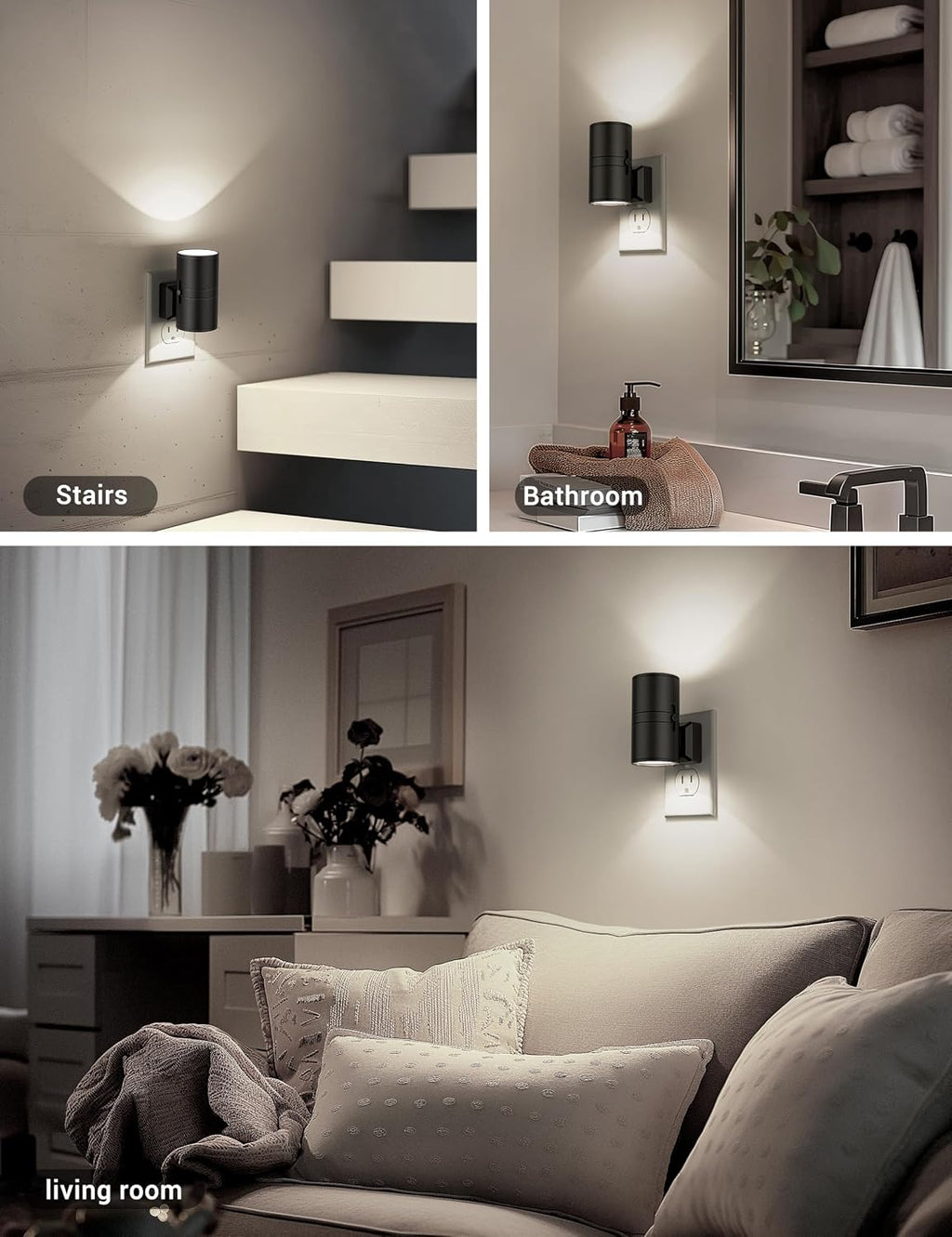 Night Lights Plug into Wall, Dimmable Night Light Plug in, Modern Night Lights with Dusk to Dawn Light Sensor, Soft White 5000K, 0-100LM…