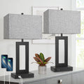 Tobusa Set of 2 Modern Touch Control Table Lamps with 2 USB Ports, 22’’ Large Bedside Nightstand Lamps 3-Way Dimmable Desk Lamp With Grey F…