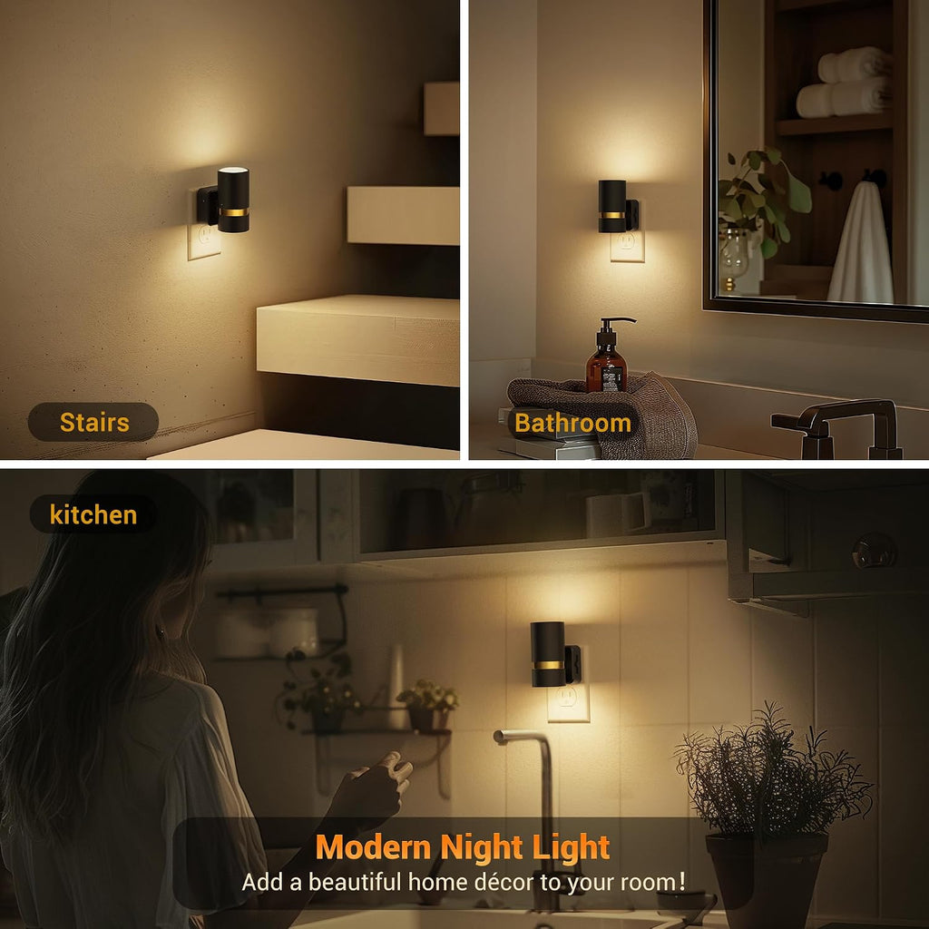 JandCase Night Lights Plug into Wall, Automatic Night Light with Dusk to Dawn, 2 Pack 0-100LM Dimmable Plug in LED Nightlight 3000K Soft…
