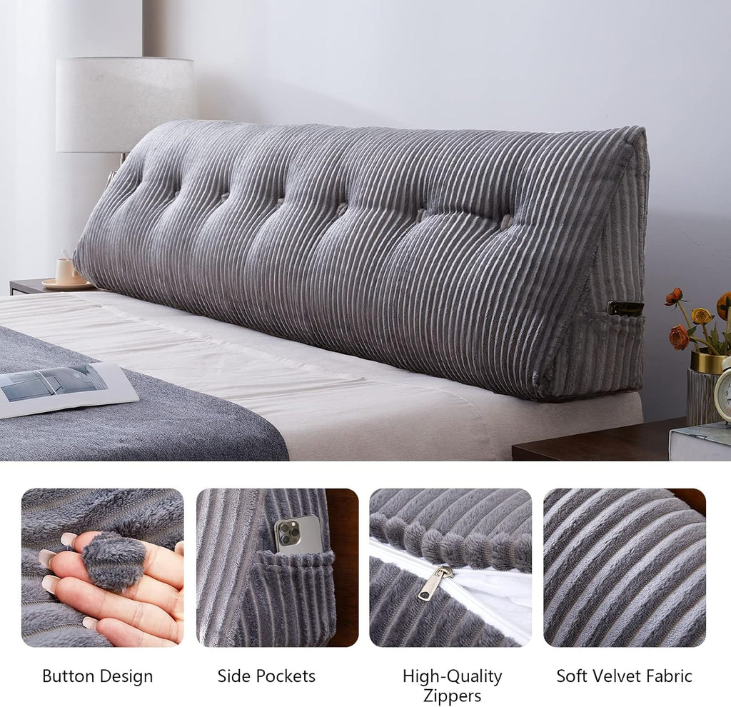Large Headboard Pillow Headboard Wedge Pillow Bed Rest Reading Pillow Bolster Triangular Pillow for Sitting in Bed-Backrest Positioning…