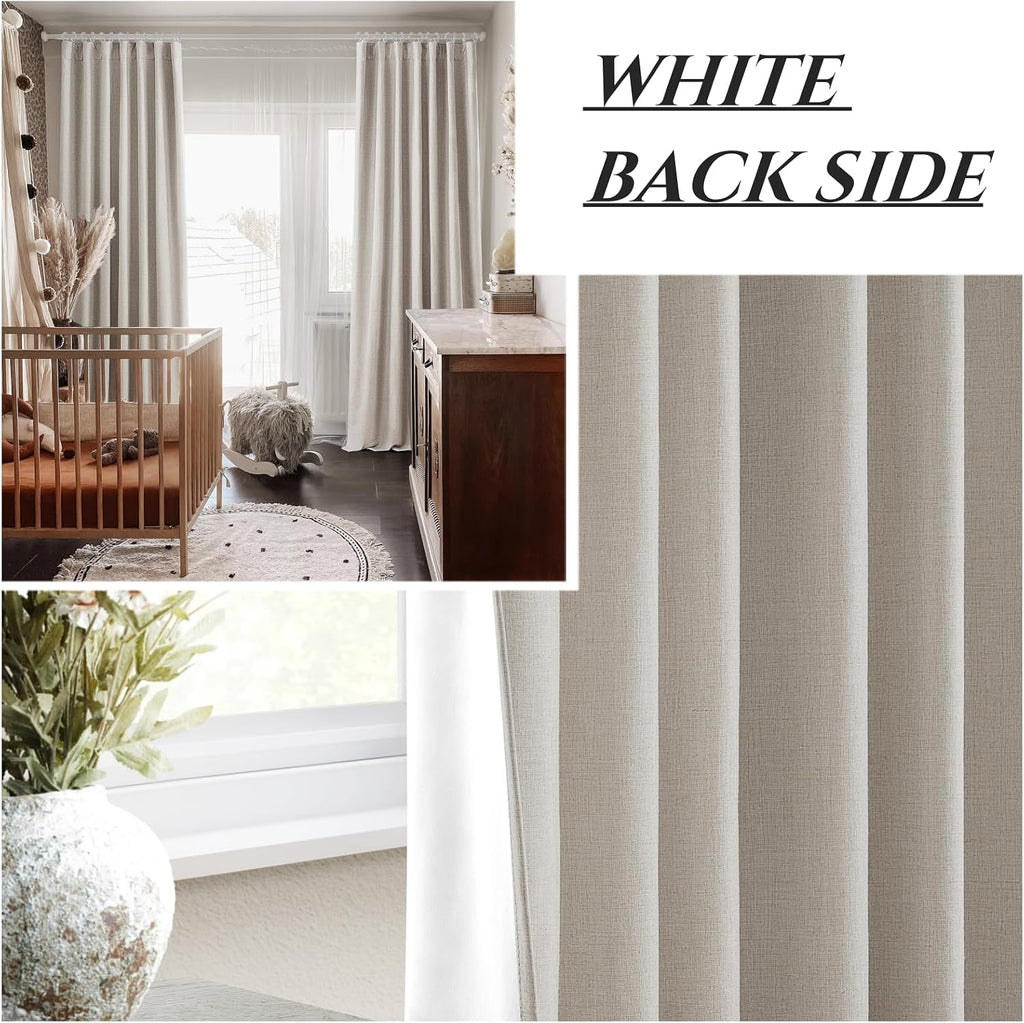 Qjmydeco 100 Inch Curtains Complete Blackout Curtains for Bedroom 2 Panels Set, Large Window Custom Length 100 Inches Long Neutral Cream Co…