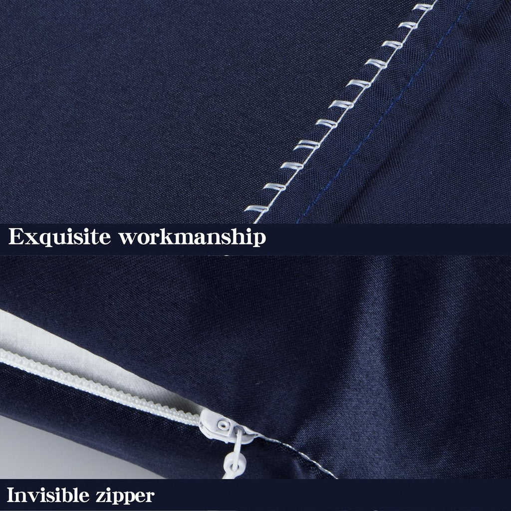 Ntbay Zippered Satin Pillow Cases for Hair and Skin, Luxury King Hidden Zipper Pillowcases Set of 2, 20x36 Inches, Navy Blue 36 Inches Blue
