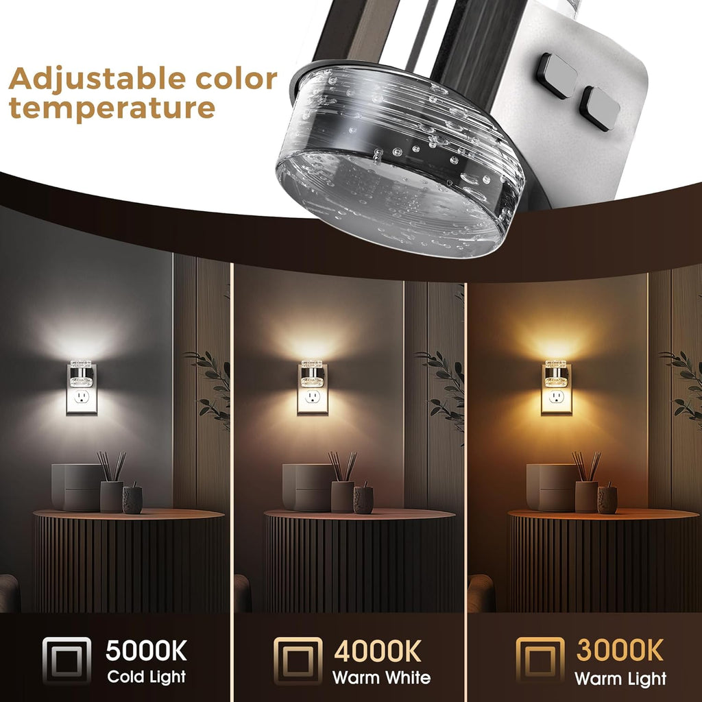 L LOHAS LED 3CCT Night Lights Plug into Wall, 3000K/4000k/5000K Adjustable Color Temperature Night Light, Bubble Nightlight with Dusk to…