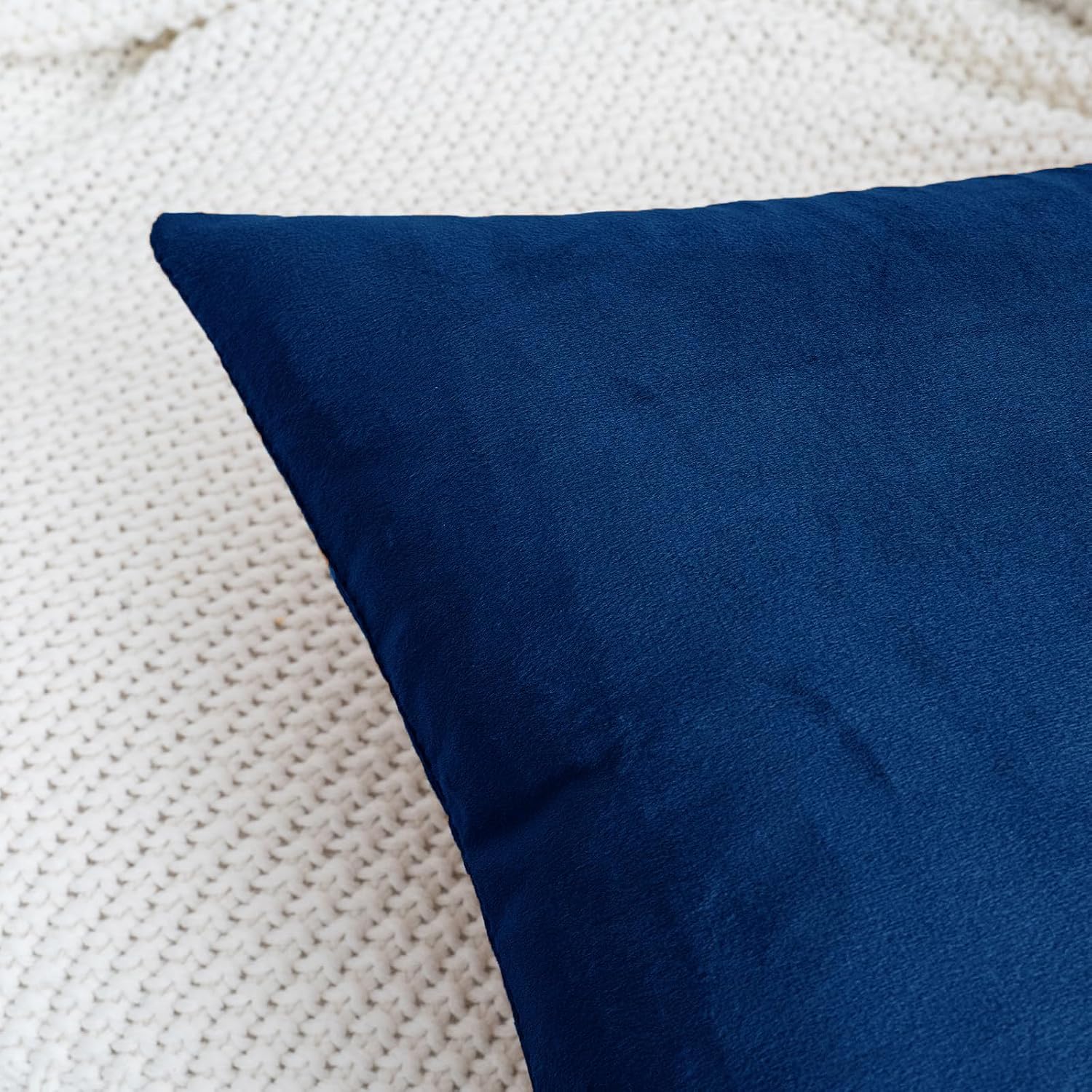 HWY 50 Navy Blue Velvet Throw Pillow Covers 20x20 Inch, Pack of 2 Soft Cozy Solid Decorative Luxury Cushion Cases for Couch Sofa Bed…