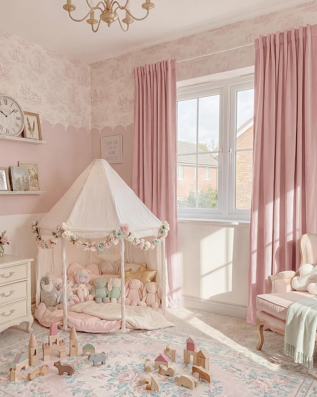 Nicetown Pink Velvet Curtains for Princess Room, Rod Pocket & Back Tab Room Darkening Window Treatments Thermal Drapes Luxury Textured for…