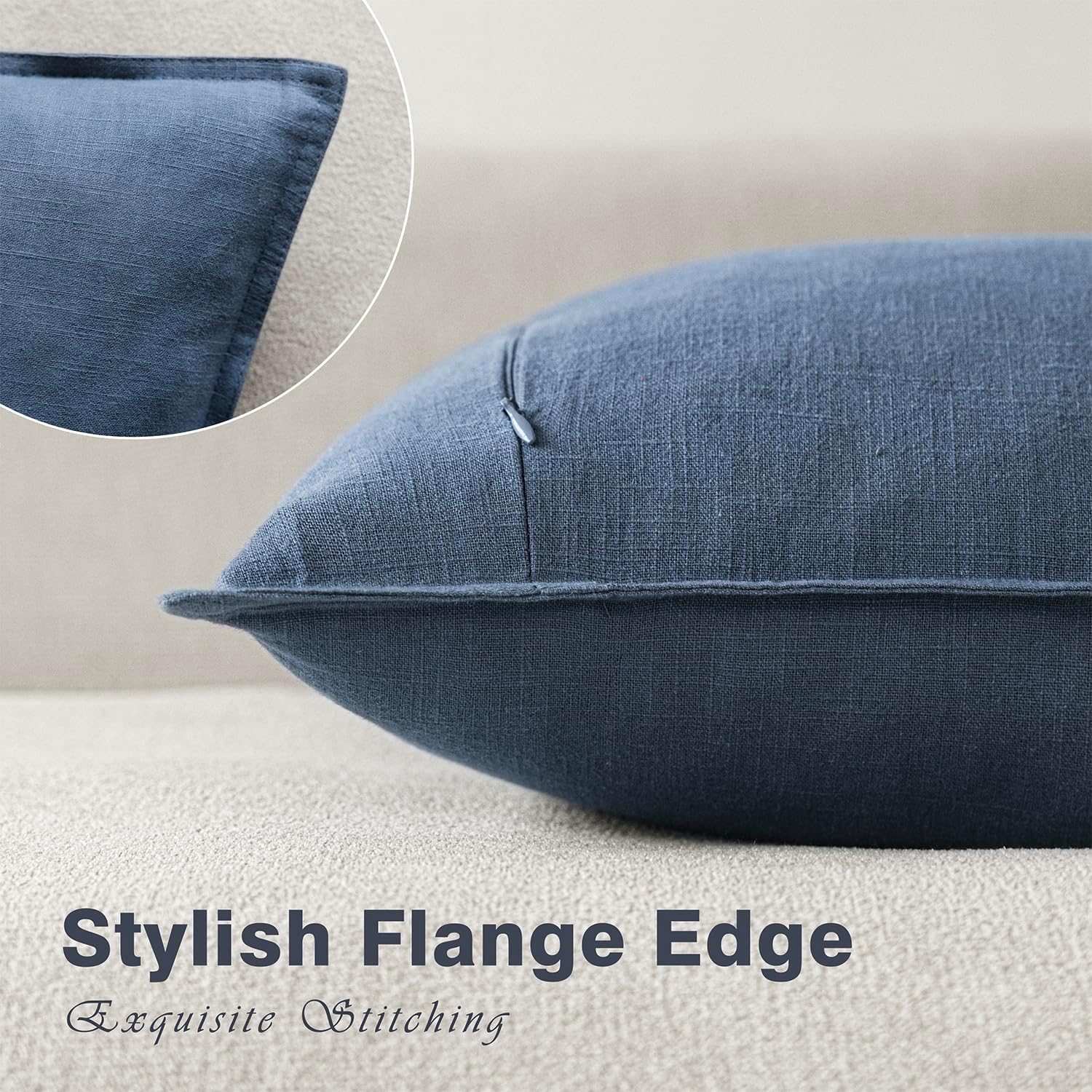 Foindtower Pack of 2, Decorative Linen Soild Throw Pillow Covers Soft Accent Euro Cushion Case Farmhouse Neutral Pillowcase for Chair…