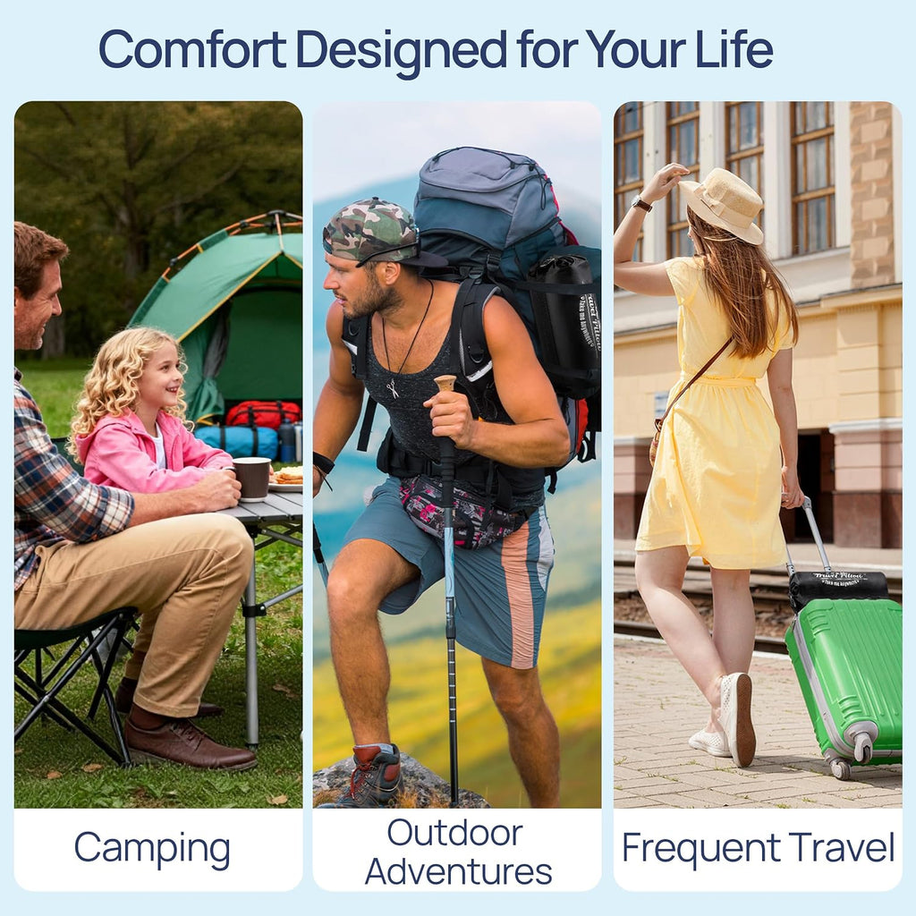 Fulocean Cooling Shredded Memory Foam Travel & Camping Pillow Large, Adjustable College Dorm Pillow for Home-Like Comfort, Compressible Port…