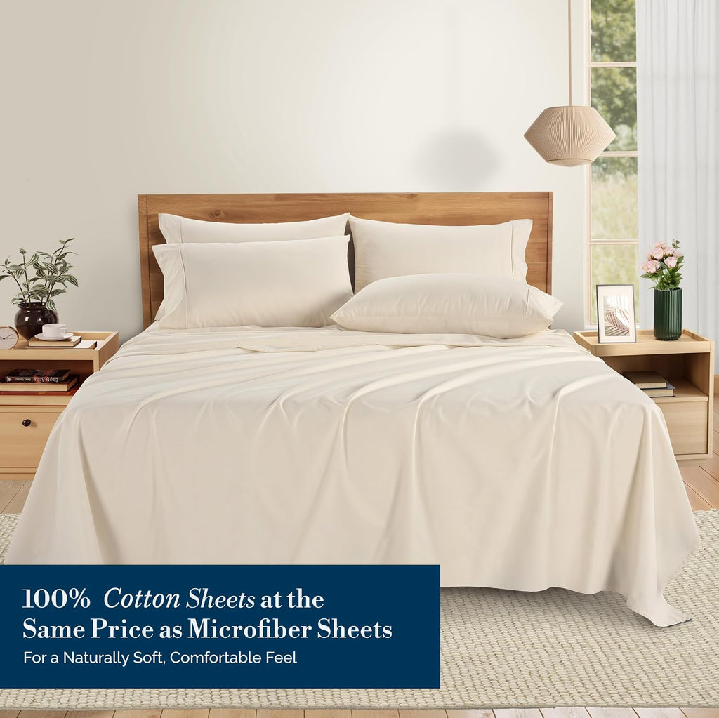Casa Platino Queen Bed Sheets – Breathable 6 Piece Percale Cooling Queen Sheets with Crisp Feel, with 15 Inch Deep Pocket Fitted Sheet…