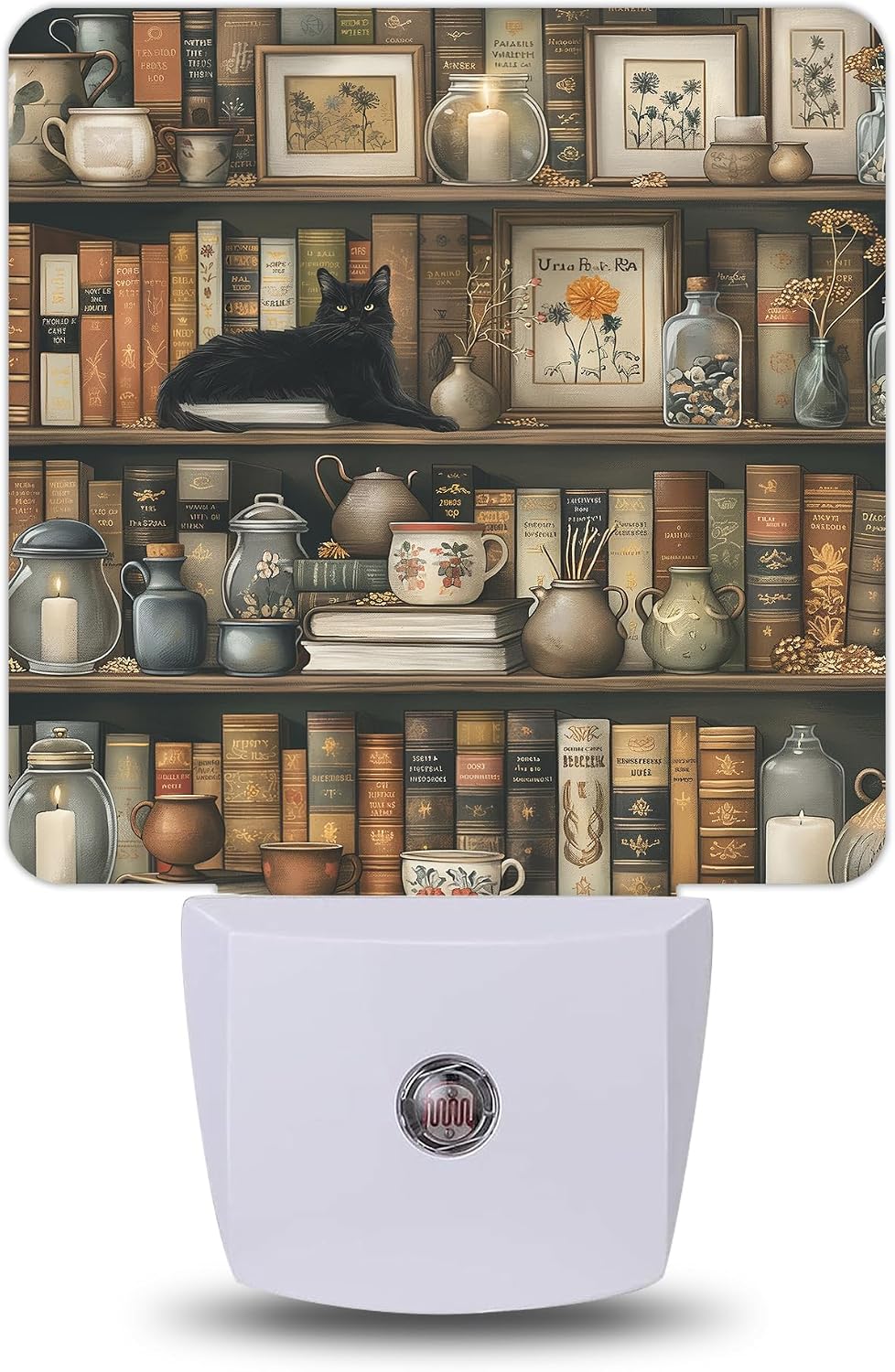 Night Light, Vintage Bookshelf Cat Night Lights Plug into Wall for Bedroom Bathroom Hallway Kitchen, Dusk to Dawn Sensor Decorative Gift…