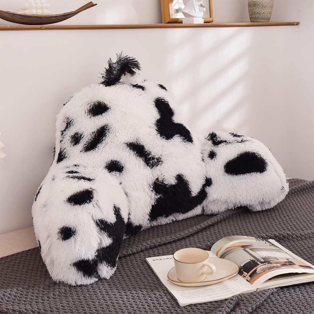 Aimuan Reading Pillow Bed Rest Pillow with Arms Plush Shaggy Fur Cushion for Adults Teens Incline Rest Sitting up & Sleeping Snoring…