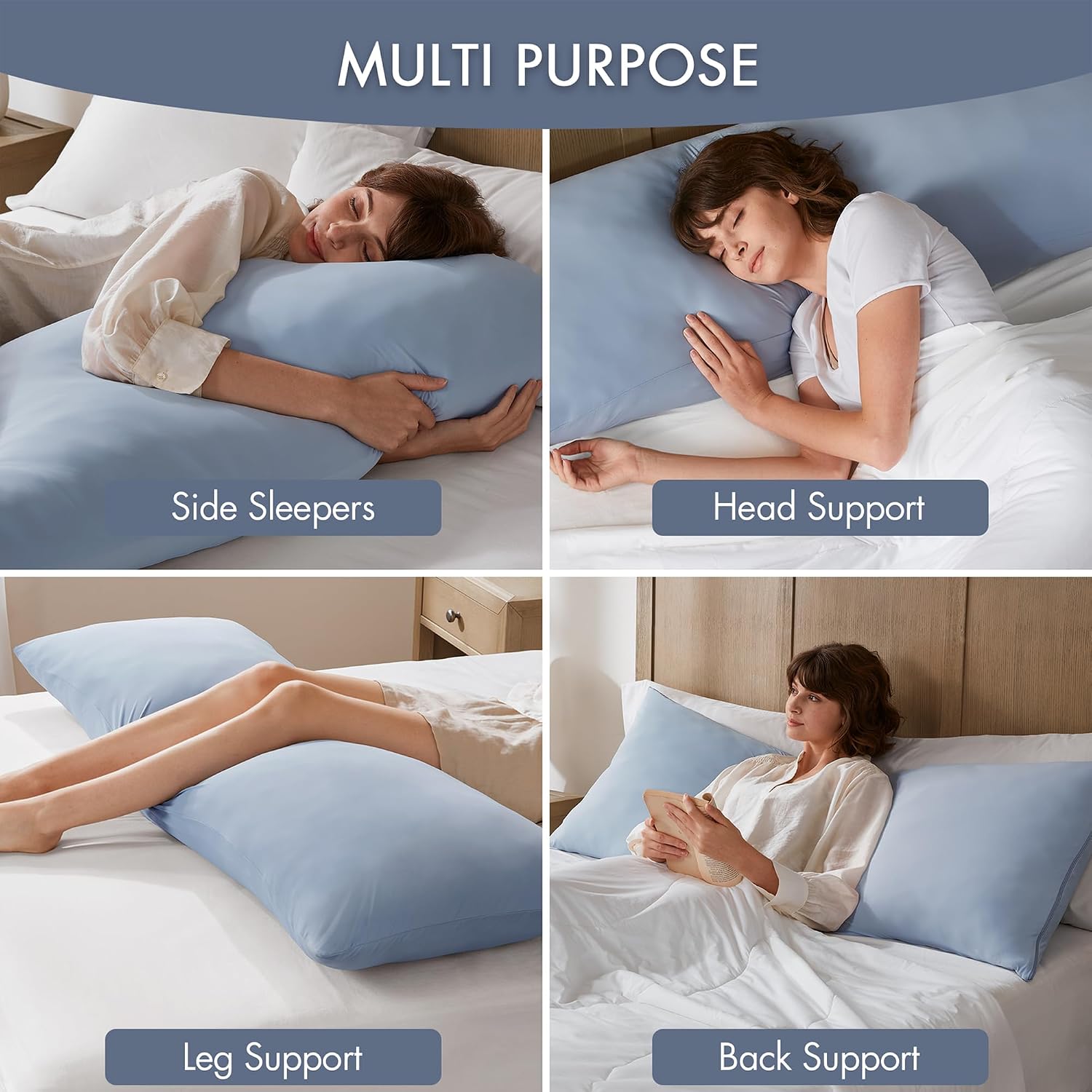 Madisonpark Madison Park Cooling Body Pillow for Side Sleepers & Hot Sleepers, 20"x54" Full Body Pillow with Memory Foam Fill, Pregnancy &…