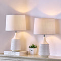 White Ceramic Table Lamps Set of 2, Decor Farmhouse Lamps for Living Room End Tables, 18.5" Bedside Lamps for Night Stands, Modern Boho…