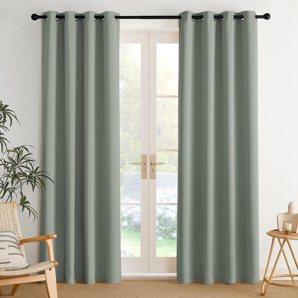 Nicetown Room Darkening Draperies Curtains Panels, 2 Panels Sage Green W52 x L84 Green