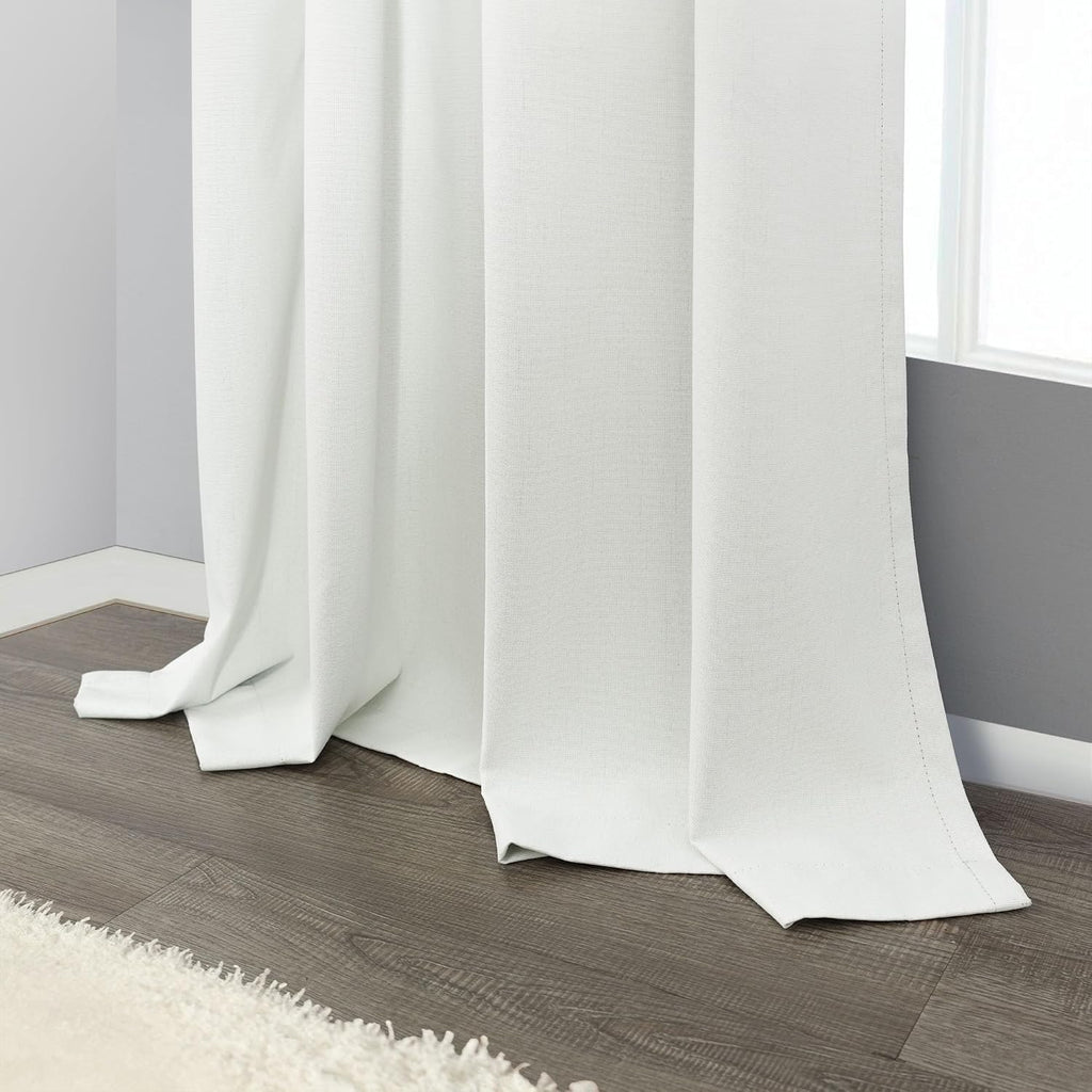 Pitalk Short Linen Textured Blackout Curtains for Kitchen Door 45 Inch Length Bedroom Living Room Bathroom Heat Light Blocking Cute Curtain…