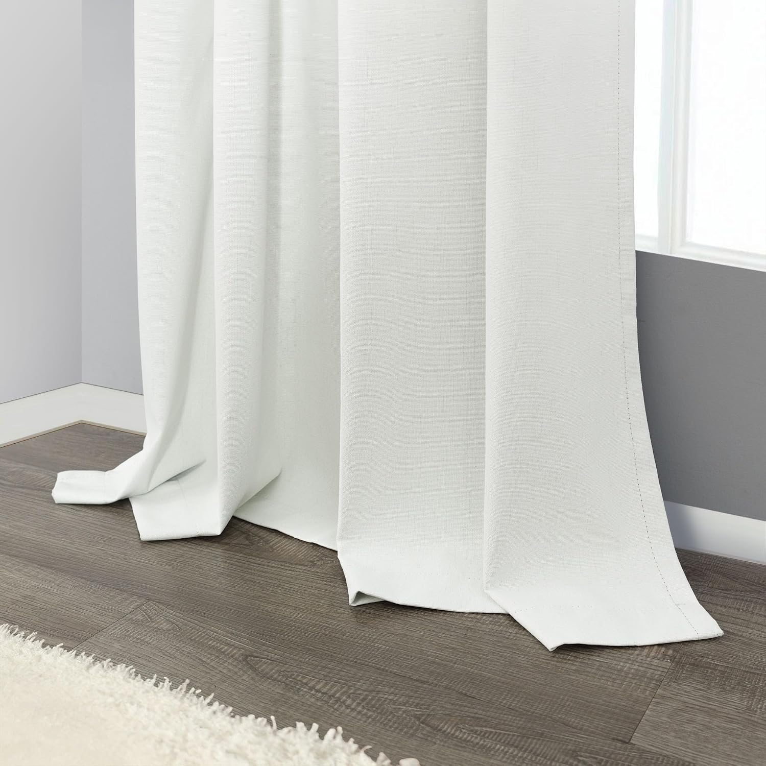 Pitalk Short Linen Textured Blackout Curtains for Kitchen Door 45 Inch Length Bedroom Living Room Bathroom Heat Light Blocking Cute Curtain…