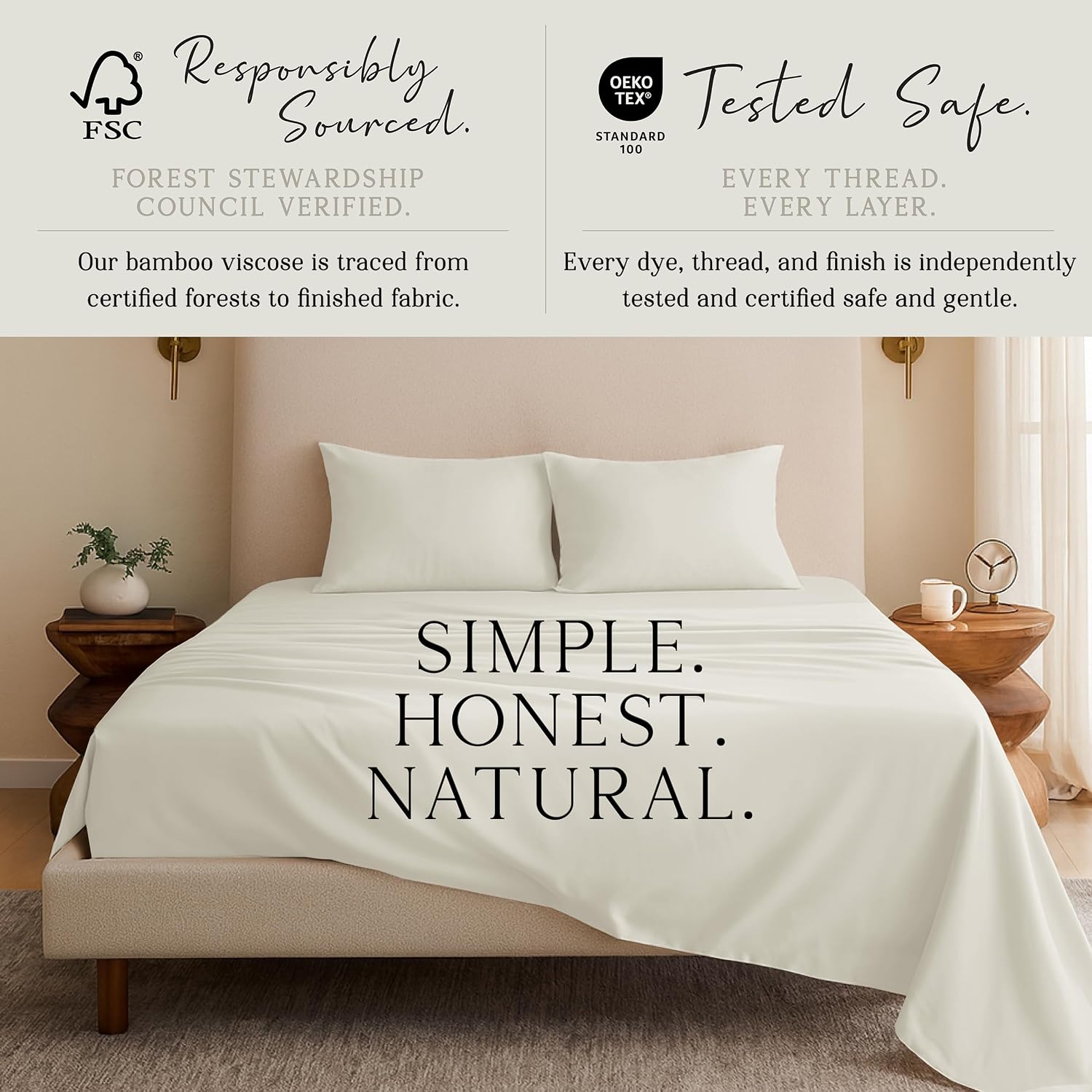 KARISSA MAE 6 Piece Pure Viscose from Bamboo King Size Sheet Set | 100% FSC Certified | Luxuriously Soft | Cooling | 18" Deep Pocket…