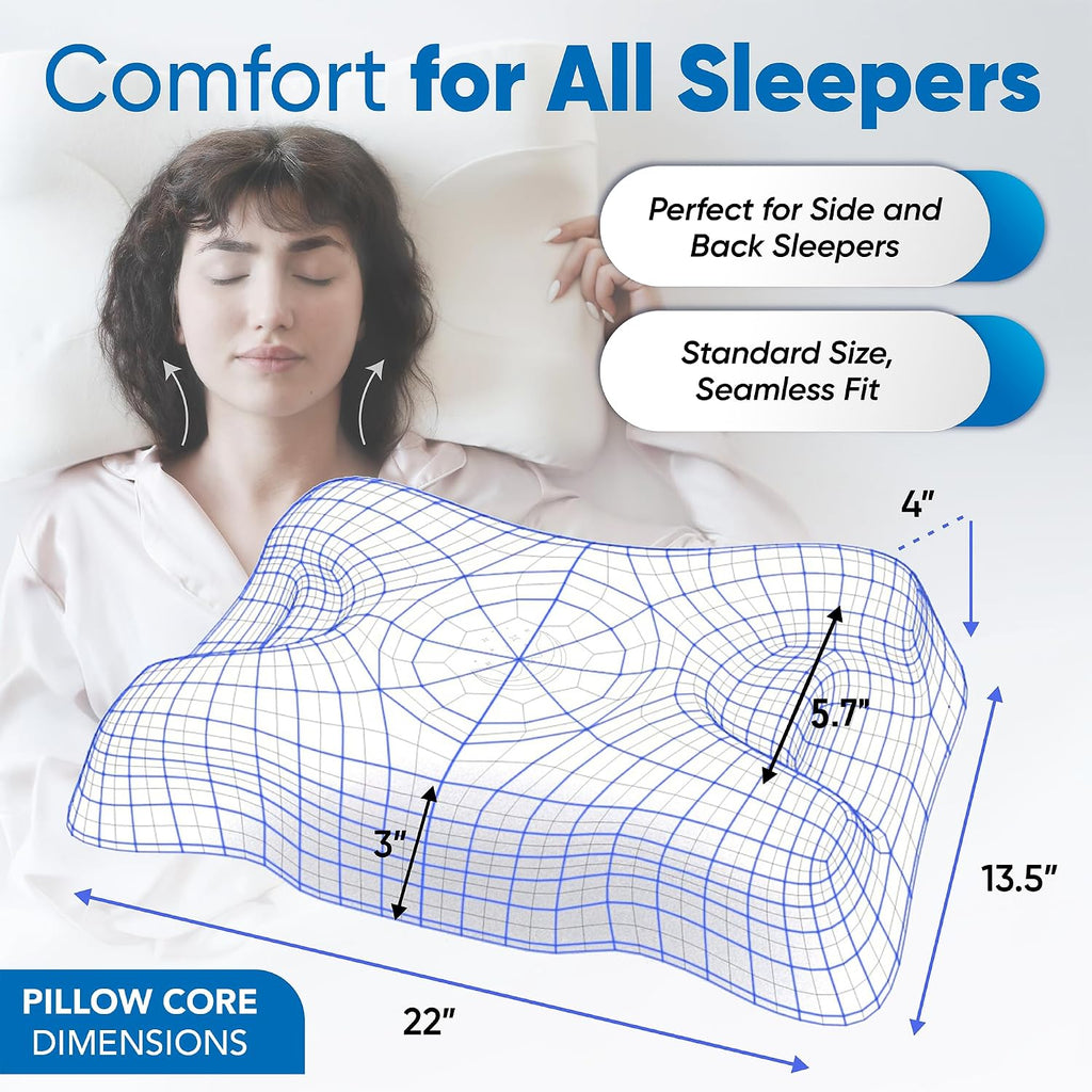 SleepSleek Flawless Face Beauty Pillow - Anti-Aging & Anti Wrinkle Memory Foam Neck Pillow - Cervical Pillow for Neck and Shoulder with 100…