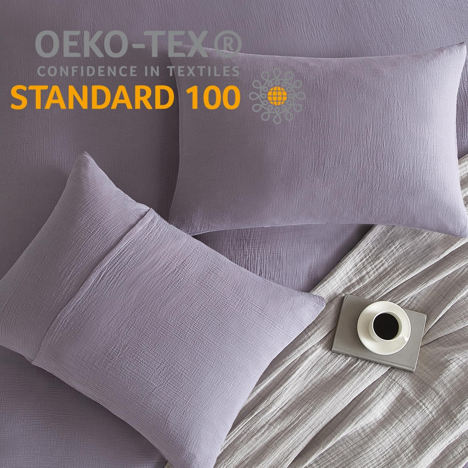 DefineCozyHealthyLife SE SOFTEXLY Muslin Pillowcases Standard Size 100% Cotton, 2 Pack Linen Like Pillow Shams with Envelope Closure, Ultra…