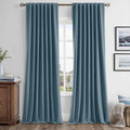 Miulee 100% Blackout Linen Curtains for Bedroom, Stone Blue Solid Luxury Decor Thermal Insulation Room Darkening Drapes for Living Room Nur…