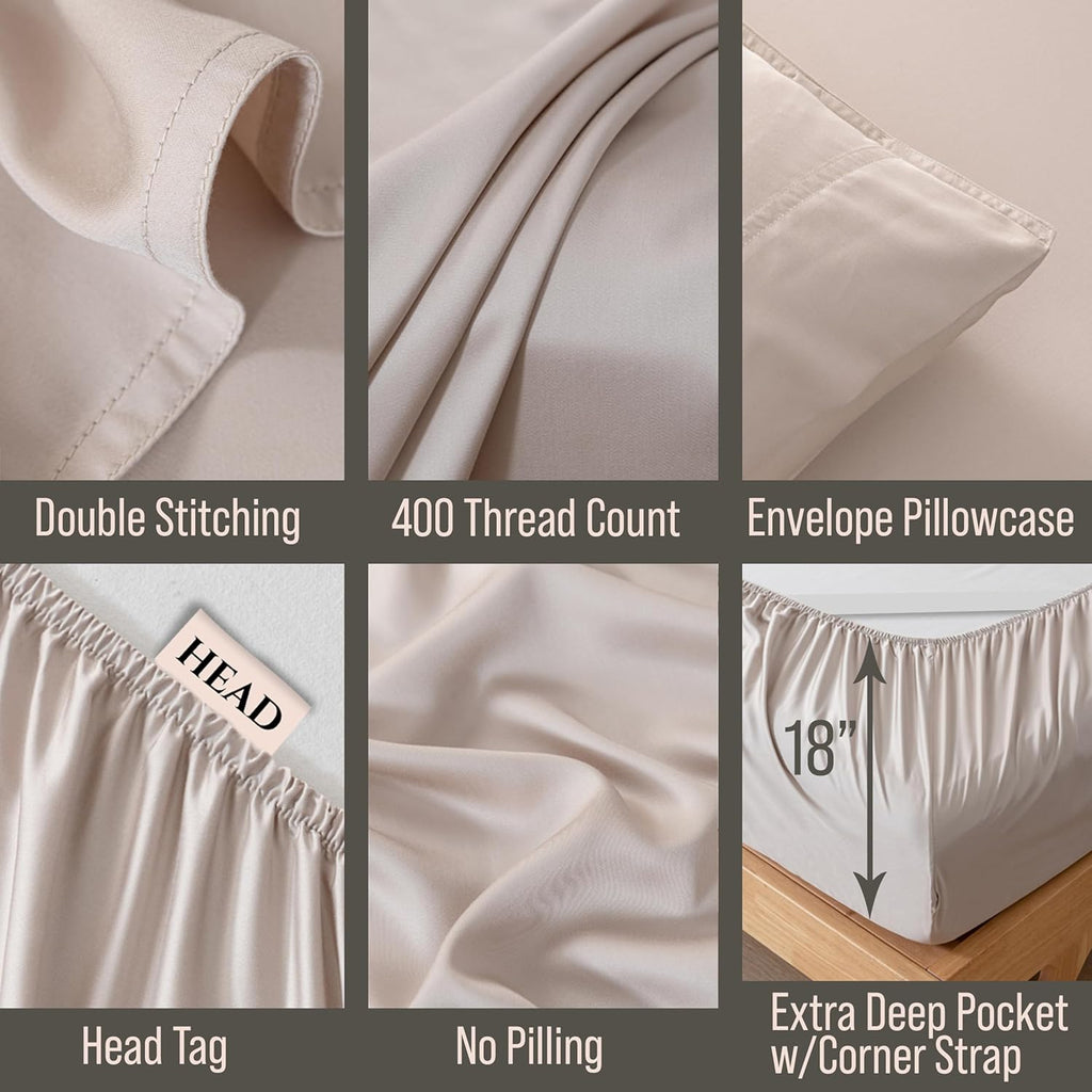 Bella Coterie Luxury Bamboo Viscose Twin XL Size Sheet Set | 100% Organically Grown | Ultra Soft | Cooling for Hot Sleepers | 18" Deep…