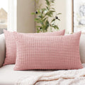Softalker Throw Pillow Covers 12x20 Inch, Set of 2, Soft Corduroy Boho Stripe Decorative Pillow Cover, Couch Fluffy Pillow Cover for…