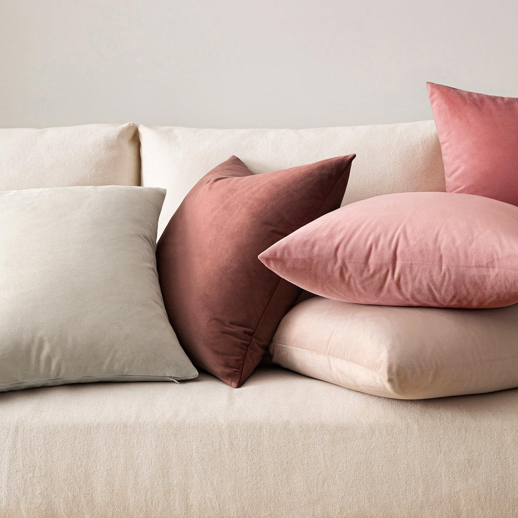 Miulee Velvet Throw Pillow Covers 18x18 Inch, Pack of 2 - Dusty Pink, Soft Solid Decorative Pillow Covers Cushion Cases Modern Luxury Valen…