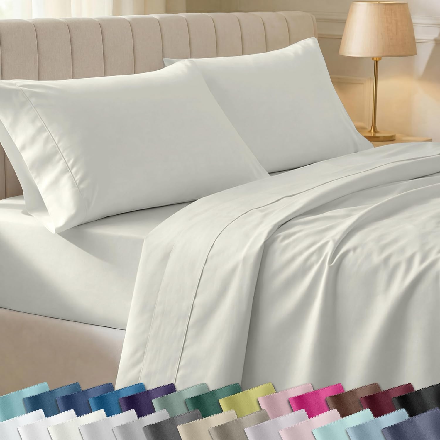 CaliforniaDesignDen California Design Den Soft 100% Cotton King Sheet Set, 400 Thread Count Good Housekeeping Award Winner, Silky Sateen We…