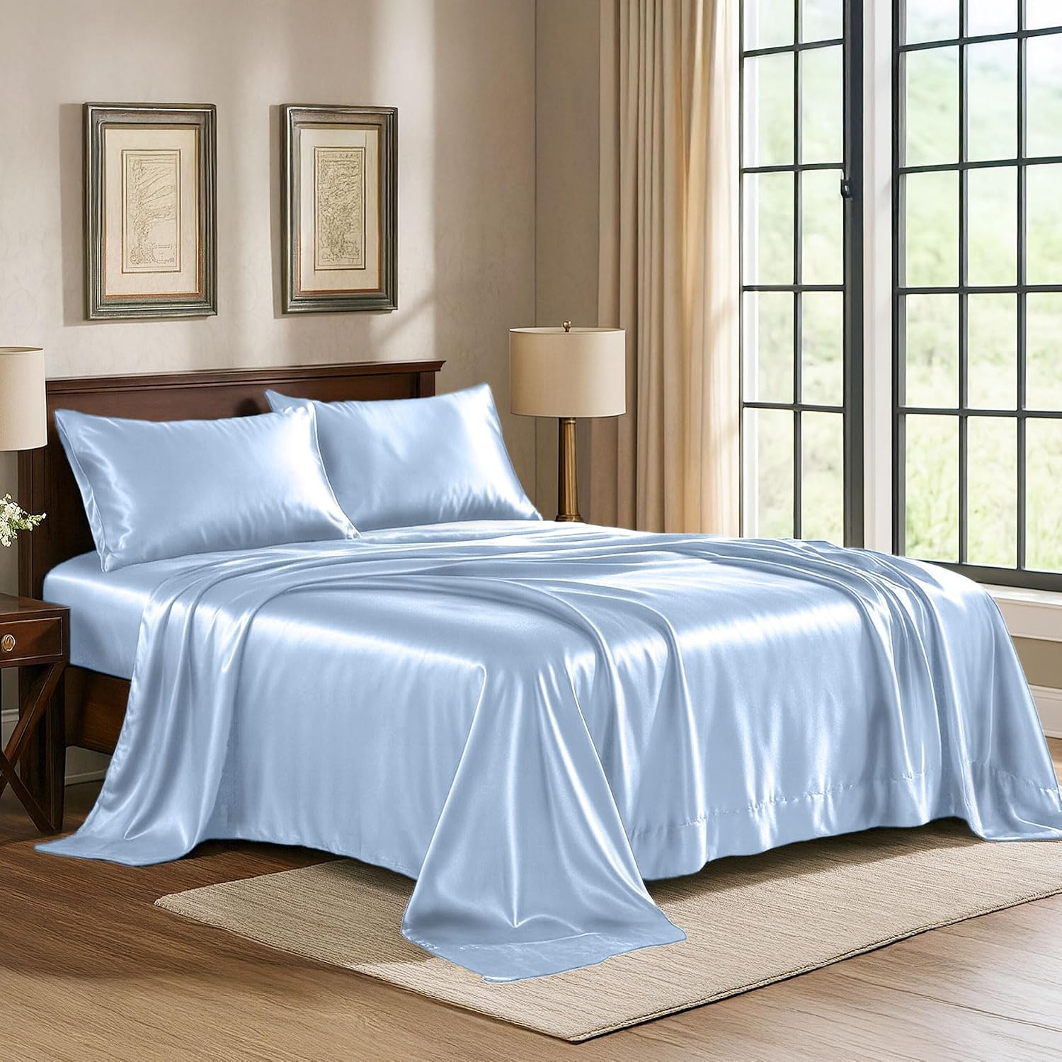 PureBedding Pure Bedding Satin Sheets Twin Hotel Luxury Silky Bed Sheets - Extra Soft 1800 Microfiber Sheet Set, Wrinkle, Fade, Stain Resis…